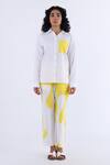 Buy_Studio Moda India_White Cotton Monstera Shirt Collar Print _at_Aza_Fashions