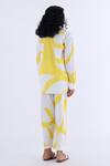 Studio Moda India_White Cotton Monstera Shirt Collar Print _Online_at_Aza_Fashions