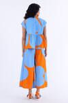 Studio Moda India_Blue Cotton Hibiscus Boat Neck Print Top _Online_at_Aza_Fashions