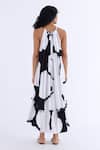 Studio Moda India_Black Cotton Hibiscus Halter Neck Print Dress _Online_at_Aza_Fashions