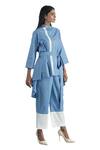Studio Moda India_Blue Cotton Panelled Shirt And Pant Set_Online_at_Aza_Fashions