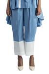 Shop_Studio Moda India_Blue Cotton Panelled Shirt And Pant Set_Online_at_Aza_Fashions