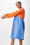 Buy_Studio Moda India_Orange Cotton Colorblock Shirt Dress_Online_at_Aza_Fashions