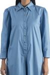 Shop_Studio Moda India_Blue Cotton Spread Collar Colorblock Jumpsuit _Online_at_Aza_Fashions