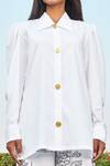 Shop Studio Moda India White Cotton Spread Collar Rajpur Puff Sleeve Shirt Online at Aza Fashions Shop_Studio Moda India_White Cotton Spread Collar Rajpur Puff Sleeve Shirt _Online_at_Aza_Fashions
