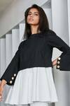 Studio Moda India Black Cotton Round Kasia Colorblock Flared Top Online at Aza Fashions Studio Moda India_Black Cotton Round Kasia Colorblock Flared Top _Online_at_Aza_Fashions