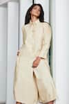 Buy_Studio Moda India_Beige Cotton Spread Collar Bagh Cropped Jumpsuit  _Online_at_Aza_Fashions