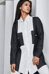 Buy Studio Moda India White Cotton Spread Collar Colorblock Panel Shirt at Aza Fashions Buy_Studio Moda India_White Cotton Spread Collar Colorblock Panel Shirt _at_Aza_Fashions