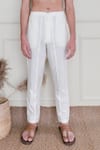 Shop_Shreyansh Designs_Off White Cotton Silk Blend Solid Pant _Online_at_Aza_Fashions