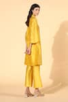Shop Meadow Yellow Tunic And Pants Silk Chanderi Lining Cotton Spread Collar & Set at Aza Fashions Shop_Meadow_Yellow Tunic And Pants Silk Chanderi Lining Cotton Spread Collar & Set _at_Aza_Fashions