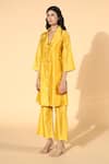 Meadow Yellow Tunic And Pants Silk Chanderi Lining Cotton Spread Collar & Set Online at Aza Fashions Meadow_Yellow Tunic And Pants Silk Chanderi Lining Cotton Spread Collar & Set _Online_at_Aza_Fashions