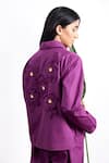 Buy_Studio Moda India_Purple Cotton Embroidered 3d Applique Collared Neck Back Shirt And Pant Set _Online_at_Aza_Fashions