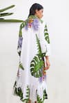 Shop_Studio Moda India_White Cotton Printed Leaf Collar Ruffle Hem Tent Dress  _at_Aza_Fashions