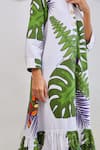 Buy_Studio Moda India_White Cotton Printed Leaf Collar Ruffle Hem Tent Dress  _Online_at_Aza_Fashions