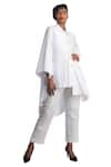 Buy_Studio Moda India_White Cotton 3d Applique Collared Neck Asymmetric Shirt_Online_at_Aza_Fashions