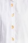 Studio Moda India_White Cotton 3d Applique Collared Neck Asymmetric Shirt_at_Aza_Fashions