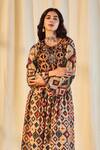 Shop_Saundh_Brown Pashmina Printed Kurta_Online_at_Aza_Fashions