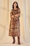 Buy_Saundh_Brown Pashmina Printed Kurta_Online_at_Aza_Fashions