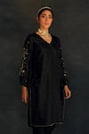Buy Shikha Mehta Black Chanderi V Neck Kurta Set Online at Aza Fashions Buy_Shikha Mehta_Black Chanderi V Neck Kurta Set _Online_at_Aza_Fashions