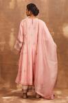 Shop_Sue Mue_Pink Organza, Mul Round Embroidered Kurta Set  _at_Aza_Fashions