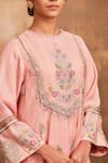 Buy_Sue Mue_Pink Organza, Mul Round Embroidered Kurta Set  _Online_at_Aza_Fashions
