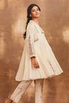 Buy_Sue Mue_White Mul V Neck Embroidered Anarkali And Pant Set  _Online_at_Aza_Fashions