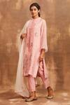 Buy_Sue Mue_Pink Mul Round Embroidered Kurta Set _at_Aza_Fashions