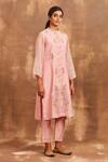 Buy_Sue Mue_Pink Mul Round Embroidered Kurta Set _Online_at_Aza_Fashions