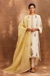 Buy_Sue Mue_White Organza, Mul Round Embroidered Kurta Set  _at_Aza_Fashions