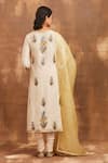 Shop_Sue Mue_White Organza, Mul Round Embroidered Kurta Set  _at_Aza_Fashions