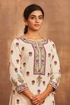 Shop_Sue Mue_White Mul, Slub Cotton Round Embroidered Kurta Set  _Online_at_Aza_Fashions