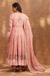 Shop_Sue Mue_Pink Mul Round Embroidered Anarkali Set_at_Aza_Fashions