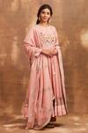 Sue Mue_Pink Mul Round Embroidered Anarkali Set_Online_at_Aza_Fashions