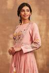Shop_Sue Mue_Pink Mul Round Embroidered Anarkali Set_Online_at_Aza_Fashions