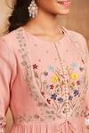 Sue Mue_Pink Mul Round Embroidered Anarkali Set_at_Aza_Fashions