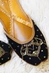 Shop_Kala_Black Dabka Nazaara Geometric Embroidered Juttis _at_Aza_Fashions