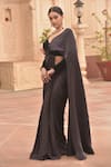 Shop_Soniya G_Brown Silk Solid V Neck Pre-draped Saree With Blouse _at_Aza_Fashions