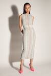 Buy_Sameer Madan_Grey Stretch Net And Jersey Round Ruched Bodycon Dress _at_Aza_Fashions