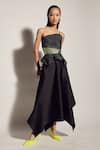 Shop_Sameer Madan_Black Confetti Recycled Fabric One Shoulder Dress _at_Aza_Fashions