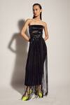 Buy_Sameer Madan_Black Jersey And Faux Patent Strapless Dress  _at_Aza_Fashions