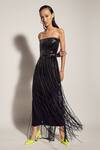 Shop_Sameer Madan_Black Jersey And Faux Patent Strapless Dress  _at_Aza_Fashions