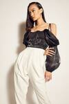 Shop_Sameer Madan_Black Organza One Shoulder Off Jumpsuit _at_Aza_Fashions