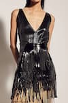 Sameer Madan_Black Layered Fringe Skirt  _Online_at_Aza_Fashions