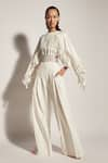 Buy_Sameer Madan_White Flared Trousers  _at_Aza_Fashions