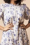 Your Silq_White Satin Chiffon Printed Floral Round Soul Shift Dress  _Online_at_Aza_Fashions