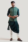 Smriti By Anju Agarwal_Green Bam Silk Embroidered Nehru Jacket _Online_at_Aza_Fashions