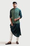 Buy_Smriti By Anju Agarwal_Green Bam Silk Embroidered Nehru Jacket _Online_at_Aza_Fashions