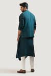 Shop_Smriti by Anju Agarwal_Green Bam Silk Pant Malai Cotton Draped Kurta With Nehru Jacket And _at_Aza_Fashions