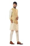 Smriti by Anju Agarwal_Green Kurta And Jacket Bam Silk Printed Bundi & Set _Online_at_Aza_Fashions