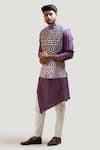 Smriti by Anju Agarwal_Purple Bam Silk Applique Nehru Jacket_Online_at_Aza_Fashions